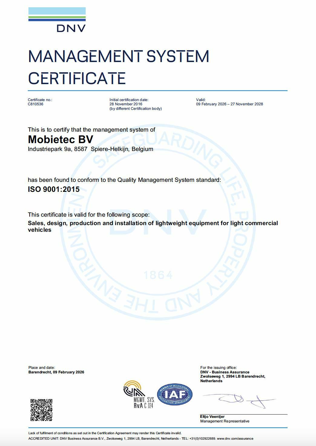ISO Certificering mobietec